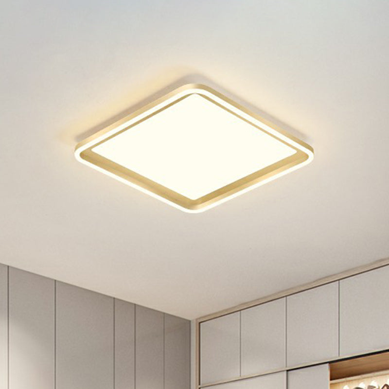 Rectangle Sitting Room Ceiling Light Acrylic Minimalistic LED Flush Mount Fixture in Gold Clearhalo 'Ceiling Lights' 'Close To Ceiling Lights' 'Close to ceiling' 'Flush mount' Lighting' 2336710