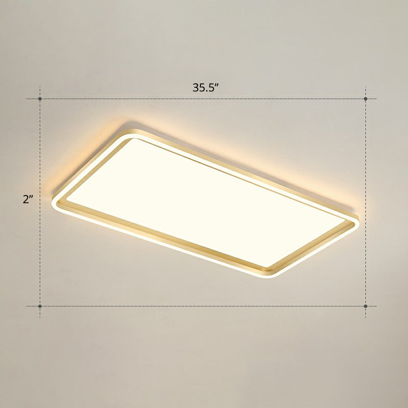 Rectangle Sitting Room Ceiling Light Acrylic Minimalistic LED Flush Mount Fixture in Gold Gold 35.5" Warm Clearhalo 'Ceiling Lights' 'Close To Ceiling Lights' 'Close to ceiling' 'Flush mount' Lighting' 2336711