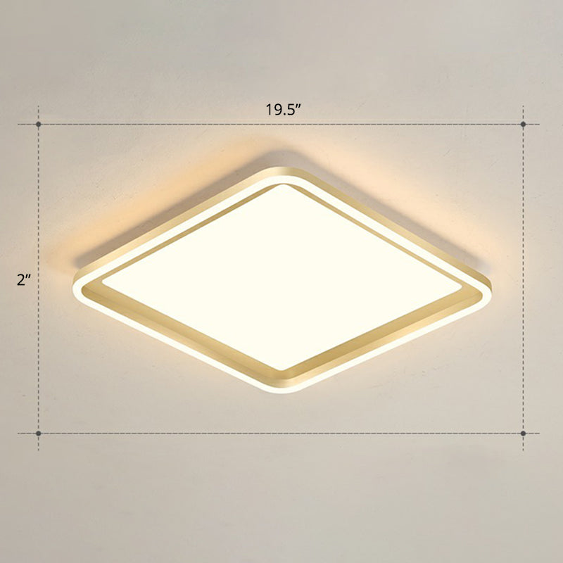 Rectangle Sitting Room Ceiling Light Acrylic Minimalistic LED Flush Mount Fixture in Gold Gold 19.5" Warm Clearhalo 'Ceiling Lights' 'Close To Ceiling Lights' 'Close to ceiling' 'Flush mount' Lighting' 2336712