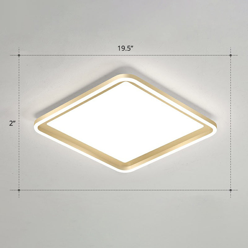 Rectangle Sitting Room Ceiling Light Acrylic Minimalistic LED Flush Mount Fixture in Gold Gold 19.5" White Clearhalo 'Ceiling Lights' 'Close To Ceiling Lights' 'Close to ceiling' 'Flush mount' Lighting' 2336713