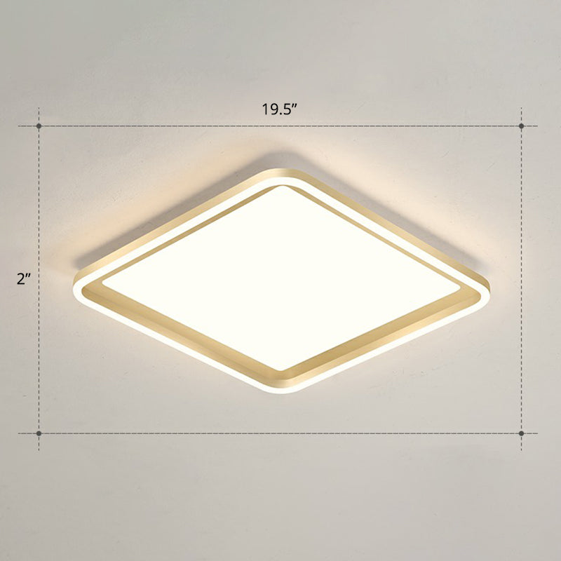 Rectangle Sitting Room Ceiling Light Acrylic Minimalistic LED Flush Mount Fixture in Gold Gold 19.5" Remote Control Stepless Dimming Clearhalo 'Ceiling Lights' 'Close To Ceiling Lights' 'Close to ceiling' 'Flush mount' Lighting' 2336714