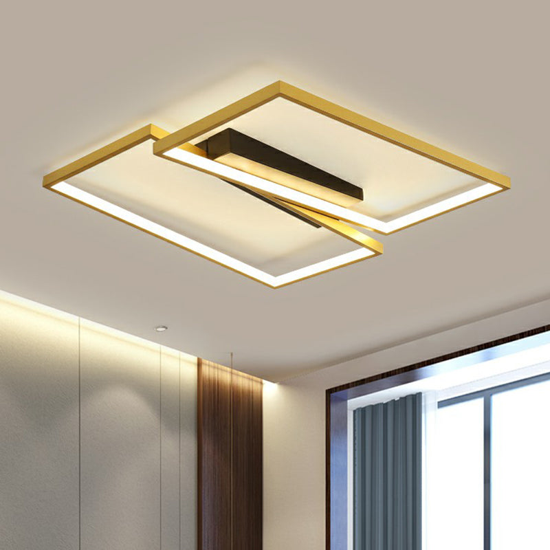 Gold Finish Frame Ceiling Lighting Fixture Simplicity Metal LED Flush Mount Light for Bedroom Clearhalo 'Ceiling Lights' 'Close To Ceiling Lights' 'Close to ceiling' 'Flush mount' Lighting' 2336735