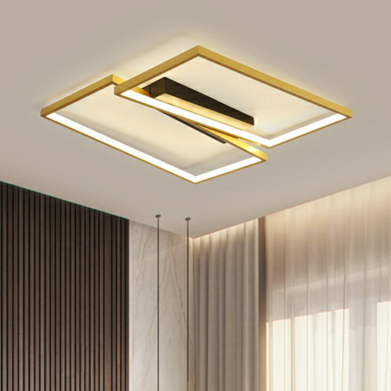 Gold Finish Frame Ceiling Lighting Fixture Simplicity Metal LED Flush Mount Light for Bedroom Clearhalo 'Ceiling Lights' 'Close To Ceiling Lights' 'Close to ceiling' 'Flush mount' Lighting' 2336738