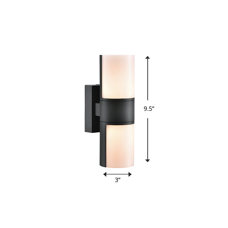 Swivelable Modern Geometrical Sconce Light Plastic Garden LED Wall Mount Light in Grey Grey Solar Long Column Clearhalo 'Wall Lamps & Sconces' 'Wall Lights' Lighting' 2336808