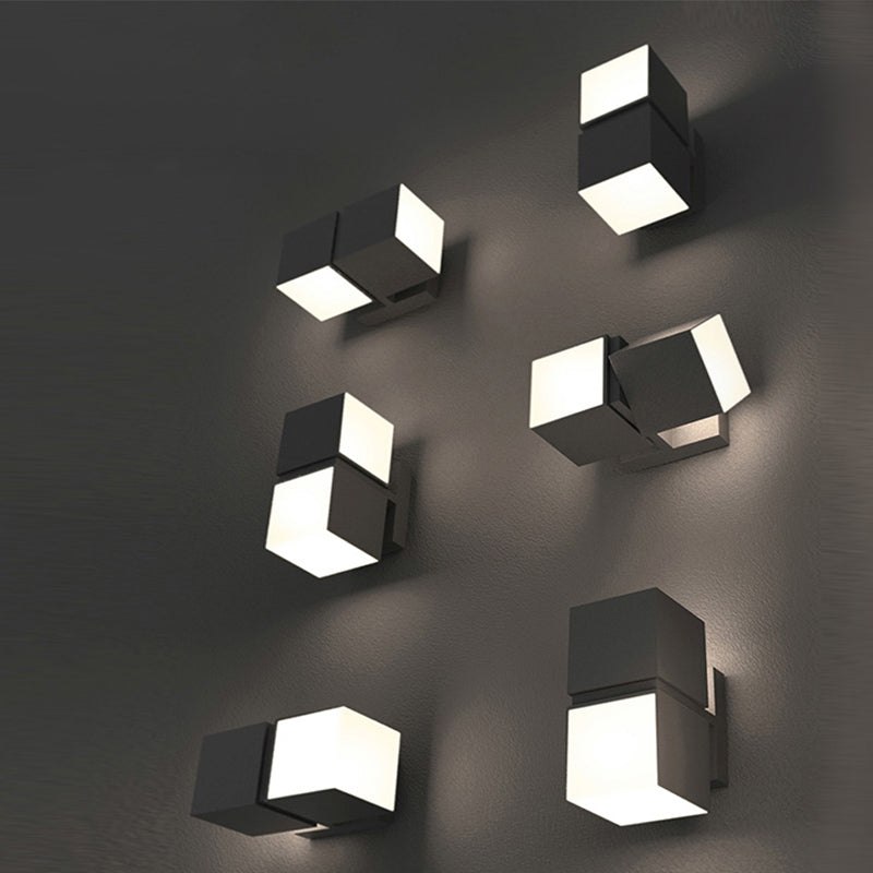 Swivelable Modern Geometrical Sconce Light Plastic Garden LED Wall Mount Light in Grey Clearhalo 'Wall Lamps & Sconces' 'Wall Lights' Lighting' 2336809