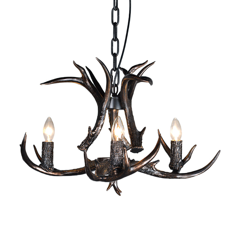 3/5/6 Heads Resin Chandelier Vintage Style Black Candelabra Living Room Pendant Light with Adjustable Chain Clearhalo 'Ceiling Lights' 'Chandeliers' Lighting' options 233681