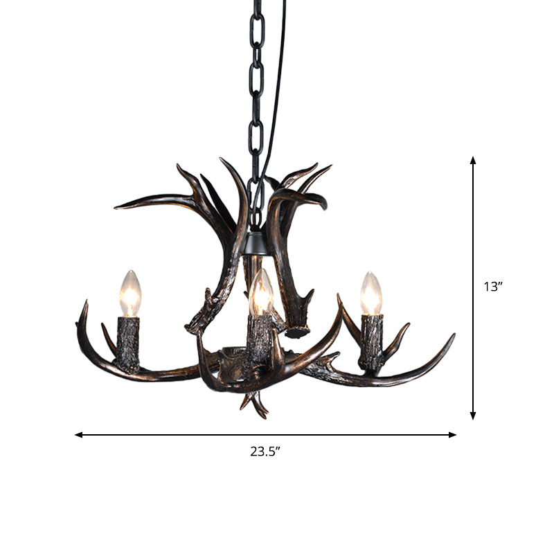 3/5/6 Heads Resin Chandelier Vintage Style Black Candelabra Living Room Pendant Light with Adjustable Chain Clearhalo 'Ceiling Lights' 'Chandeliers' Lighting' options 233682