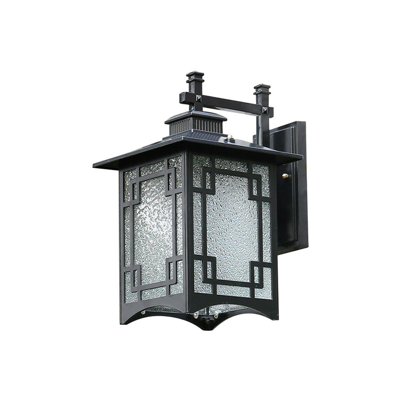 Black Rectangular Solar Wall Lamp Fixture Retro Metal Courtyard LED Wall Light Sconce Clearhalo 'Wall Lamps & Sconces' 'Wall Lights' Lighting' 2336836