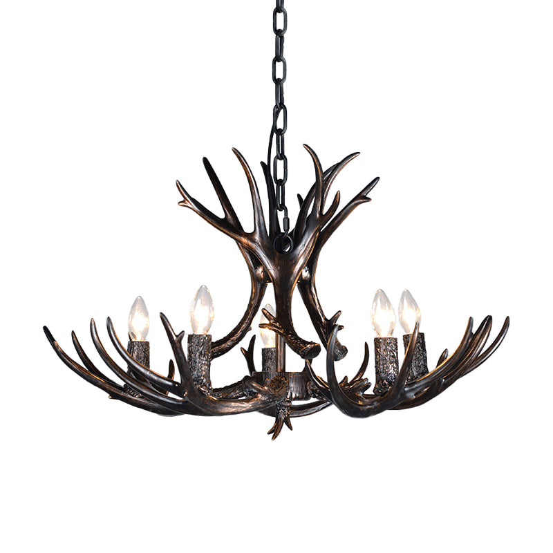 3/5/6 Heads Resin Chandelier Vintage Style Black Candelabra Living Room Pendant Light with Adjustable Chain Clearhalo 'Ceiling Lights' 'Chandeliers' Lighting' options 233685