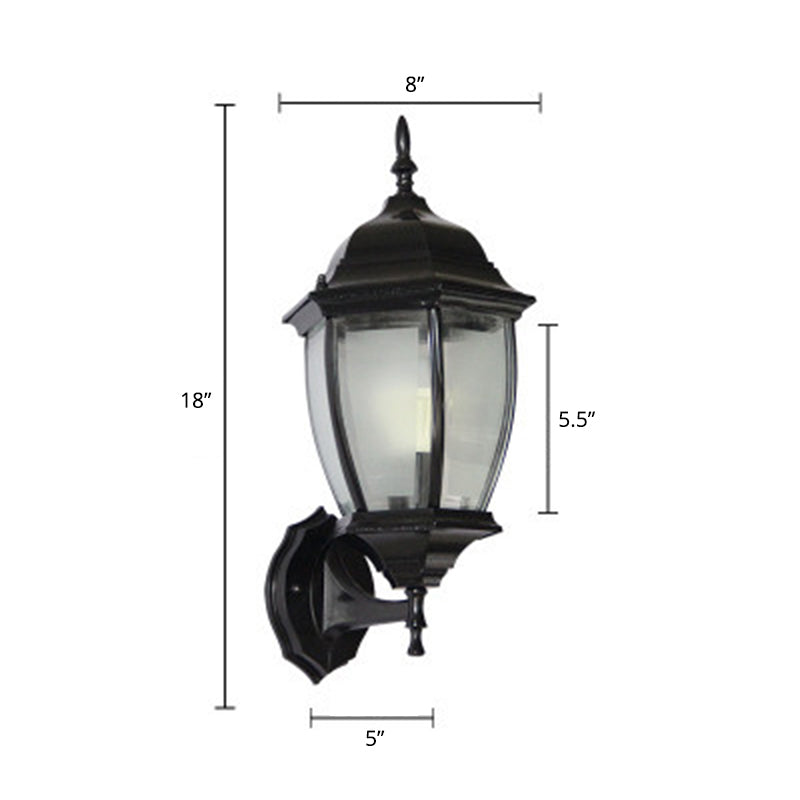 Bell Garden Wall Lighting Ideas Vintage Aluminum 1-Light Wall Mount Lamp with Glass Shade Black 8" Frosted Glass Clearhalo 'Wall Lamps & Sconces' 'Wall Lights' Lighting' 2336871