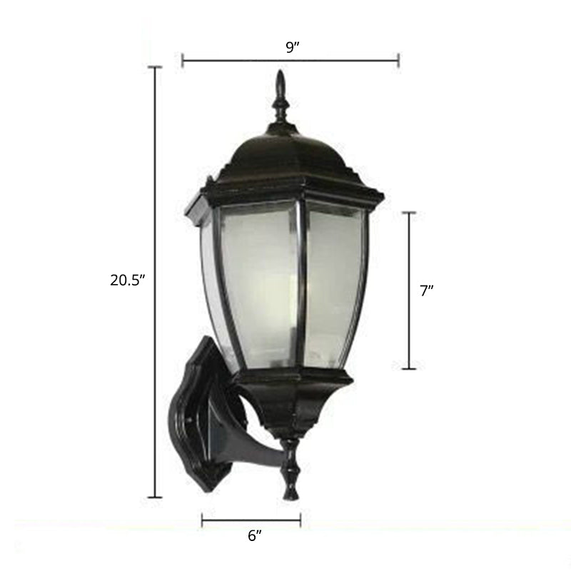 Bell Garden Wall Lighting Ideas Vintage Aluminum 1-Light Wall Mount Lamp with Glass Shade Black 9" Frosted Glass Clearhalo 'Wall Lamps & Sconces' 'Wall Lights' Lighting' 2336872