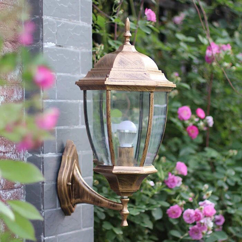 Bell Garden Wall Lighting Ideas Vintage Aluminum 1-Light Wall Mount Lamp with Glass Shade Clearhalo 'Wall Lamps & Sconces' 'Wall Lights' Lighting' 2336875