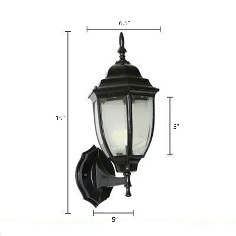 Bell Garden Wall Lighting Ideas Vintage Aluminum 1-Light Wall Mount Lamp with Glass Shade Black 6.5" Frosted Glass Clearhalo 'Wall Lamps & Sconces' 'Wall Lights' Lighting' 2336876