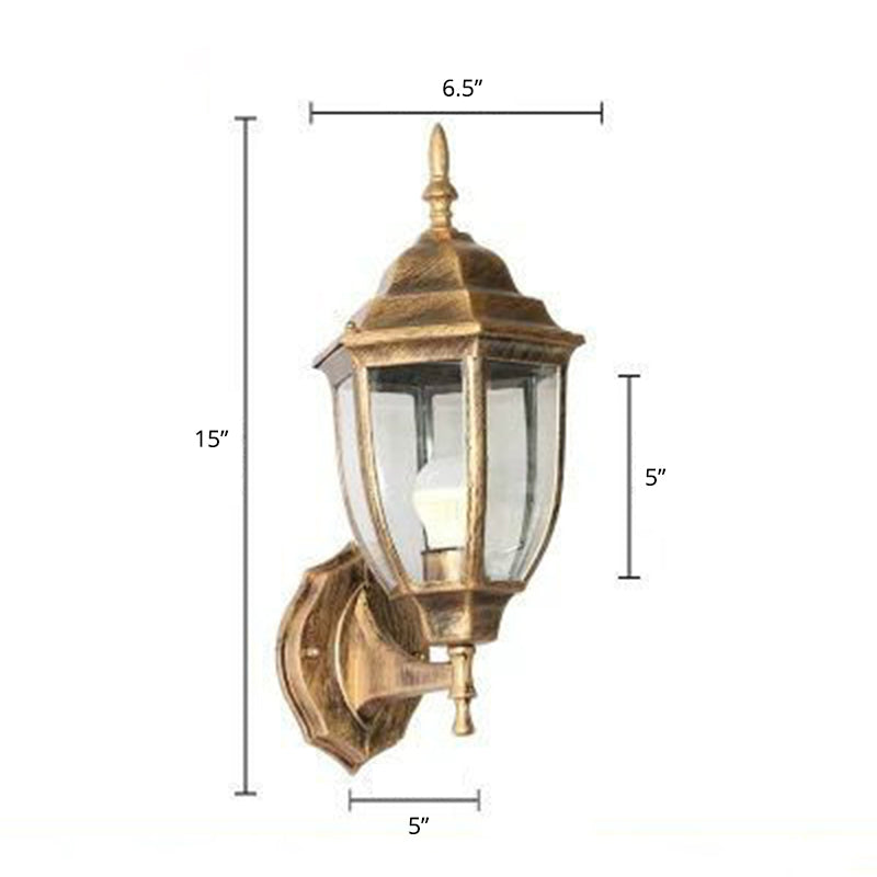 Bell Garden Wall Lighting Ideas Vintage Aluminum 1-Light Wall Mount Lamp with Glass Shade Bronze 6.5" Clear Glass Clearhalo 'Wall Lamps & Sconces' 'Wall Lights' Lighting' 2336879