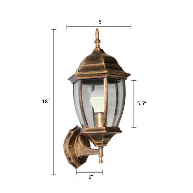 Bell Garden Wall Lighting Ideas Vintage Aluminum 1-Light Wall Mount Lamp with Glass Shade Bronze 8" Clear Glass Clearhalo 'Wall Lamps & Sconces' 'Wall Lights' Lighting' 2336880