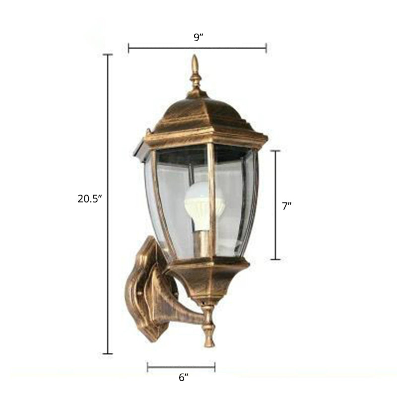 Bell Garden Wall Lighting Ideas Vintage Aluminum 1-Light Wall Mount Lamp with Glass Shade Bronze 9" Clear Glass Clearhalo 'Wall Lamps & Sconces' 'Wall Lights' Lighting' 2336881