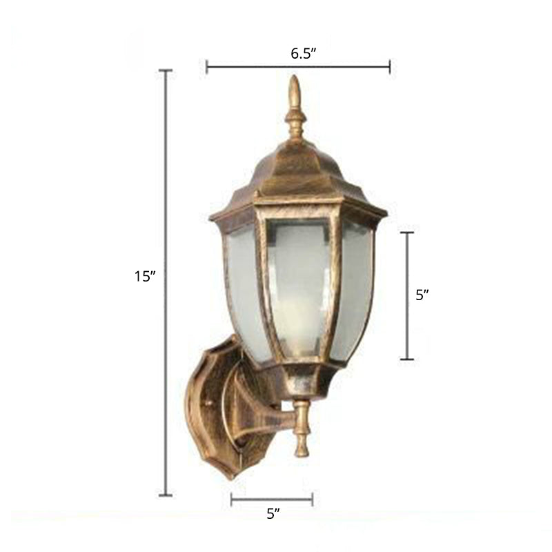 Bell Garden Wall Lighting Ideas Vintage Aluminum 1-Light Wall Mount Lamp with Glass Shade Bronze 6.5" Frosted Glass Clearhalo 'Wall Lamps & Sconces' 'Wall Lights' Lighting' 2336882