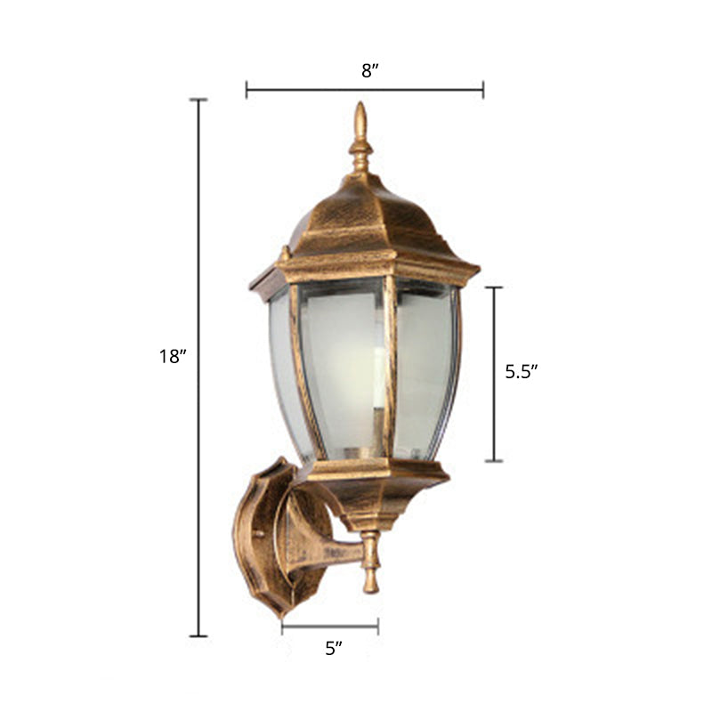 Bell Garden Wall Lighting Ideas Vintage Aluminum 1-Light Wall Mount Lamp with Glass Shade Bronze 8" Frosted Glass Clearhalo 'Wall Lamps & Sconces' 'Wall Lights' Lighting' 2336883