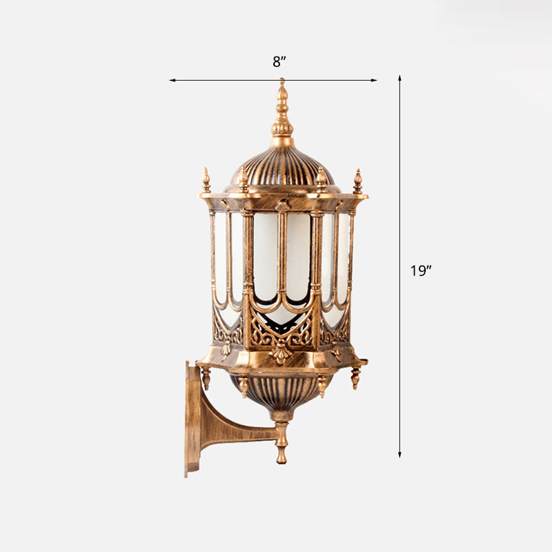 Clear Glass Cylinder Lantern Sconce Retro 1 Bulb Patio Wall Mounted Light Fixture Bronze 8" Standard Clearhalo 'Wall Lamps & Sconces' 'Wall Lights' Lighting' 2336897