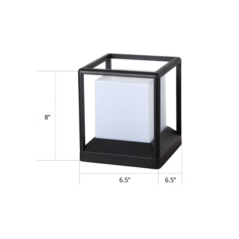 Cubic Plastic Post Light Modern 1-Light Black and White Gate Lamp with Metal Frame Black 6.5" Clearhalo 'Lamps' 'Table Lamps' Lighting' 2336918