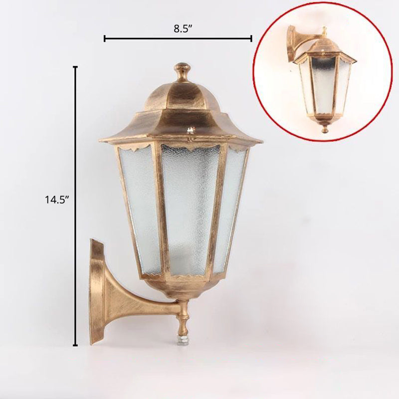 Single-Bulb Wall Sconce Vintage Aluminum Lantern Wall Mounted Lighting for Garden Bronze Large Clearhalo 'Wall Lamps & Sconces' 'Wall Lights' Lighting' 2336928