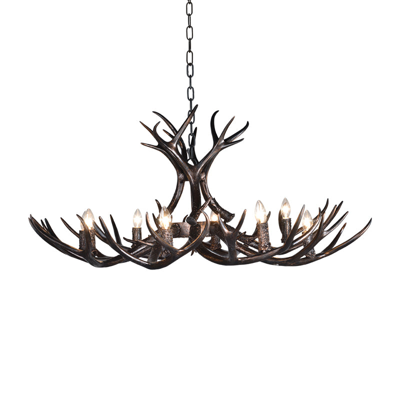 3/5/6 Heads Resin Chandelier Vintage Style Black Candelabra Living Room Pendant Light with Adjustable Chain Clearhalo 'Ceiling Lights' 'Chandeliers' Lighting' options 233693