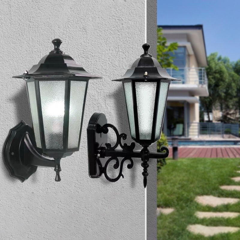 Single-Bulb Wall Sconce Vintage Aluminum Lantern Wall Mounted Lighting for Garden Clearhalo 'Wall Lamps & Sconces' 'Wall Lights' Lighting' 2336930