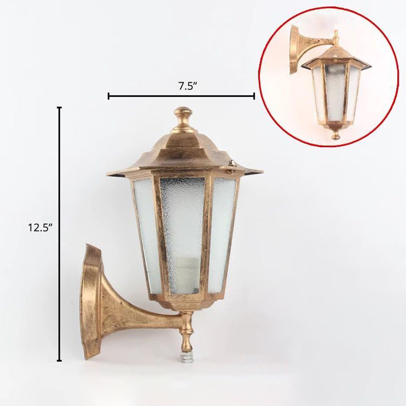 Single-Bulb Wall Sconce Vintage Aluminum Lantern Wall Mounted Lighting for Garden Bronze Small Clearhalo 'Wall Lamps & Sconces' 'Wall Lights' Lighting' 2336931