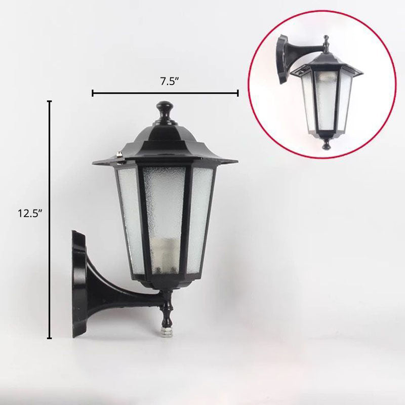 Single-Bulb Wall Sconce Vintage Aluminum Lantern Wall Mounted Lighting for Garden Black Small Clearhalo 'Wall Lamps & Sconces' 'Wall Lights' Lighting' 2336934