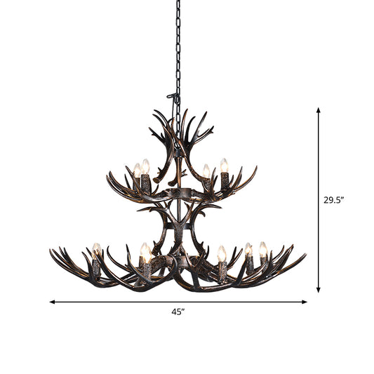 3/5/6 Heads Resin Chandelier Vintage Style Black Candelabra Living Room Pendant Light with Adjustable Chain Clearhalo 'Ceiling Lights' 'Chandeliers' Lighting' options 233698