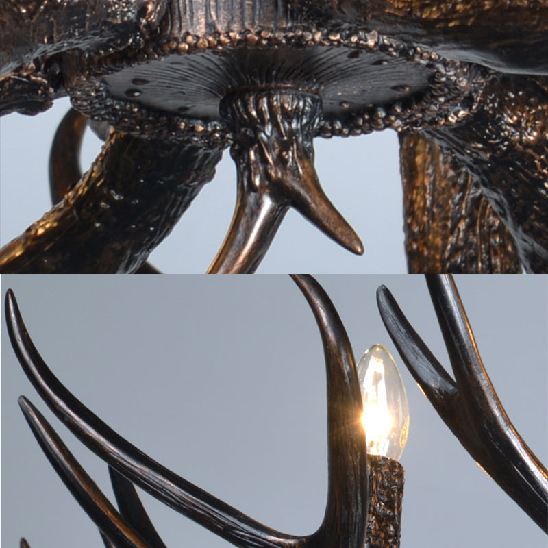 3/5/6 Heads Resin Chandelier Vintage Style Black Candelabra Living Room Pendant Light with Adjustable Chain Clearhalo 'Ceiling Lights' 'Chandeliers' Lighting' options 233699