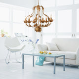 Gold Gourd Chandelier Lighting Traditional Metal 6 Bulbs Pendant Light Fixture for Living Room Clearhalo 'Ceiling Lights' 'Chandeliers' Lighting' options 233833