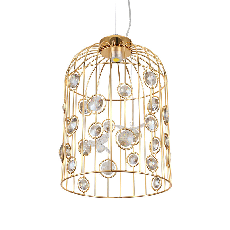 Bird Cage Suspension Pendant Modern Metal 4 Bulbs Hanging Ceiling Light in Gold for Dining Room Clearhalo 'Ceiling Lights' 'Pendant Lights' 'Pendants' Lighting' 233853