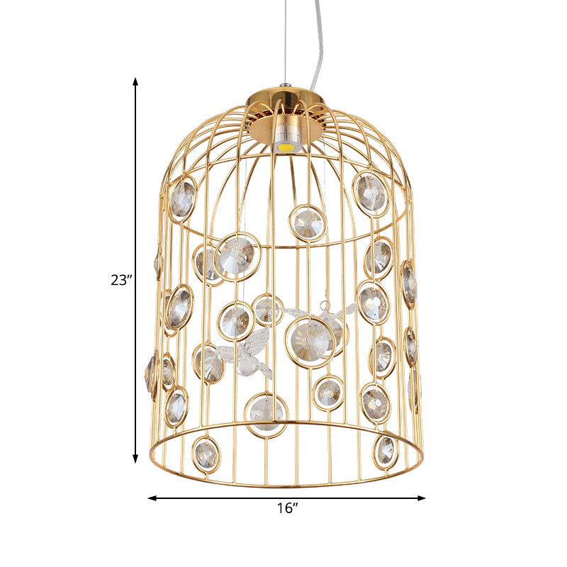 Bird Cage Suspension Pendant Modern Metal 4 Bulbs Hanging Ceiling Light in Gold for Dining Room Clearhalo 'Ceiling Lights' 'Pendant Lights' 'Pendants' Lighting' 233854