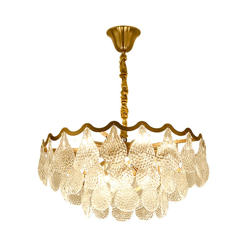 25.5"/31.5" Wide Tiered Chandelier Lighting Nordic Crystal Gold 8/15 Bulbs Hanging Ceiling Light for Living Room Clearhalo 'Ceiling Lights' 'Chandeliers' Lighting' options 233917