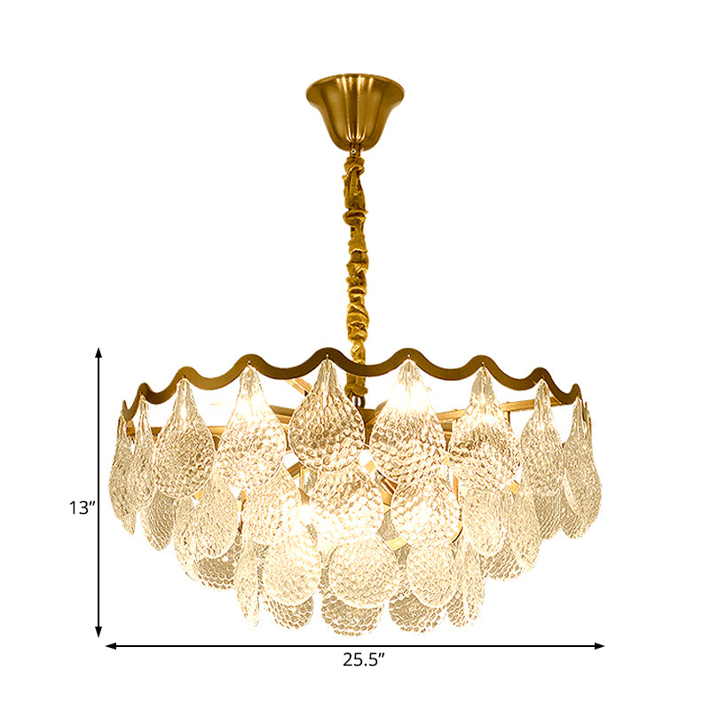 25.5"/31.5" Wide Tiered Chandelier Lighting Nordic Crystal Gold 8/15 Bulbs Hanging Ceiling Light for Living Room Clearhalo 'Ceiling Lights' 'Chandeliers' Lighting' options 233918