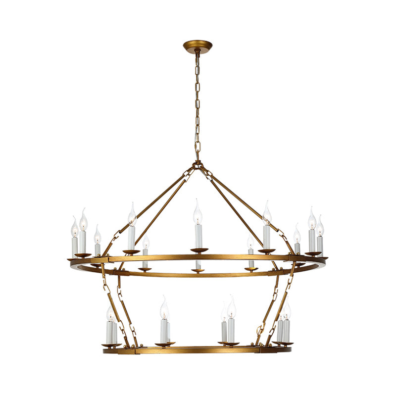 2-Tiered Chandelier Contemporary Metal 20 Heads Gold Hanging Lamp Kit for Living Room Clearhalo 'Ceiling Lights' 'Chandeliers' Lighting' options 233931