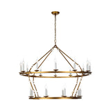 2-Tiered Chandelier Contemporary Metal 20 Heads Gold Hanging Lamp Kit for Living Room Clearhalo 'Ceiling Lights' 'Chandeliers' Lighting' options 233931