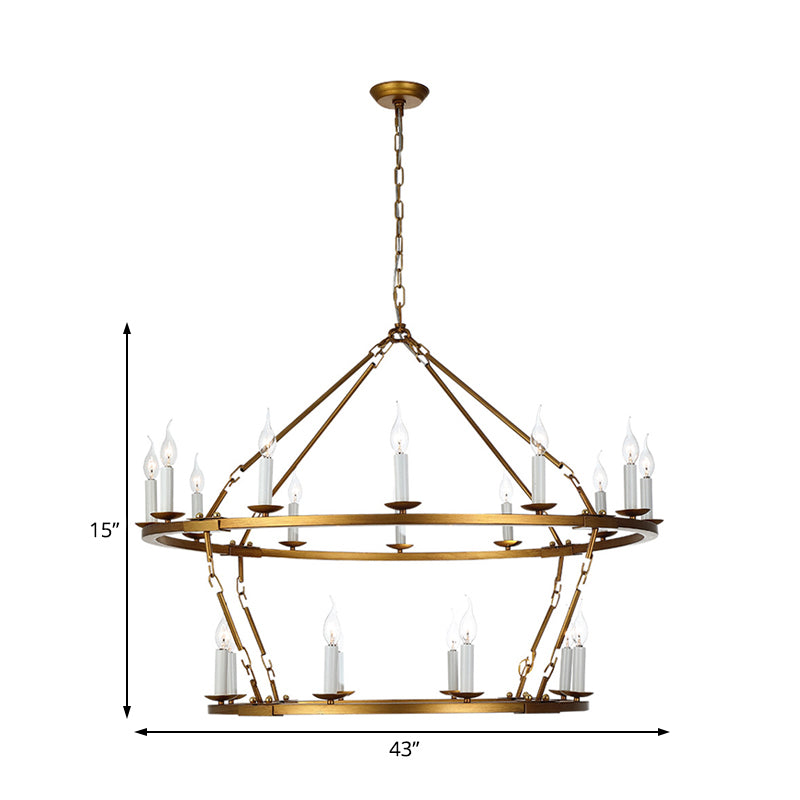 2-Tiered Chandelier Contemporary Metal 20 Heads Gold Hanging Lamp Kit for Living Room Clearhalo 'Ceiling Lights' 'Chandeliers' Lighting' options 233932