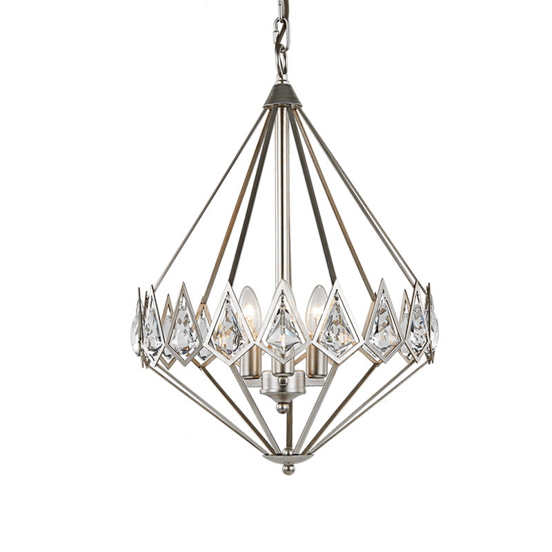 Nickel Tapered Chandelier Nordic Metal 1/3 Bulbs Pendant Light Fixture for Living Room Clearhalo 'Ceiling Lights' 'Chandeliers' Lighting' options 233949