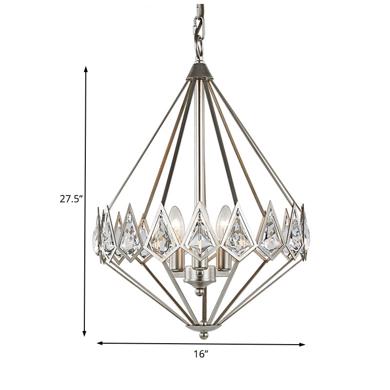 Nickel Tapered Chandelier Nordic Metal 1/3 Bulbs Pendant Light Fixture for Living Room Clearhalo 'Ceiling Lights' 'Chandeliers' Lighting' options 233950