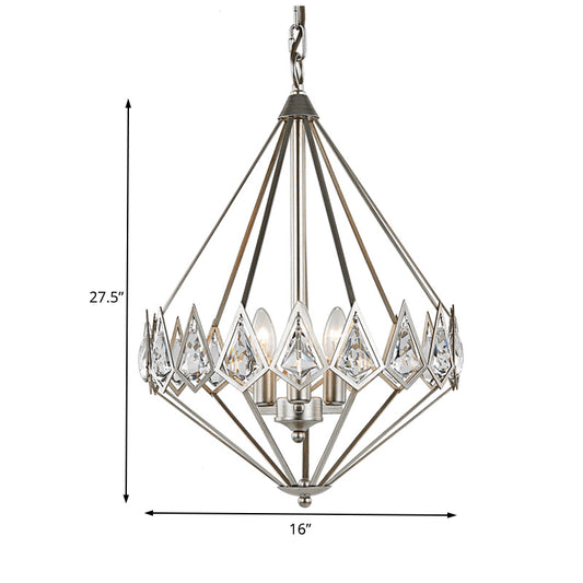 Nickel Tapered Chandelier Nordic Metal 1/3 Bulbs Pendant Light Fixture for Living Room Clearhalo 'Ceiling Lights' 'Chandeliers' Lighting' options 233950