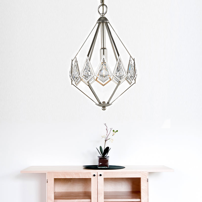 Nickel Tapered Chandelier Nordic Metal 1/3 Bulbs Pendant Light Fixture for Living Room Clearhalo 'Ceiling Lights' 'Chandeliers' Lighting' options 233951