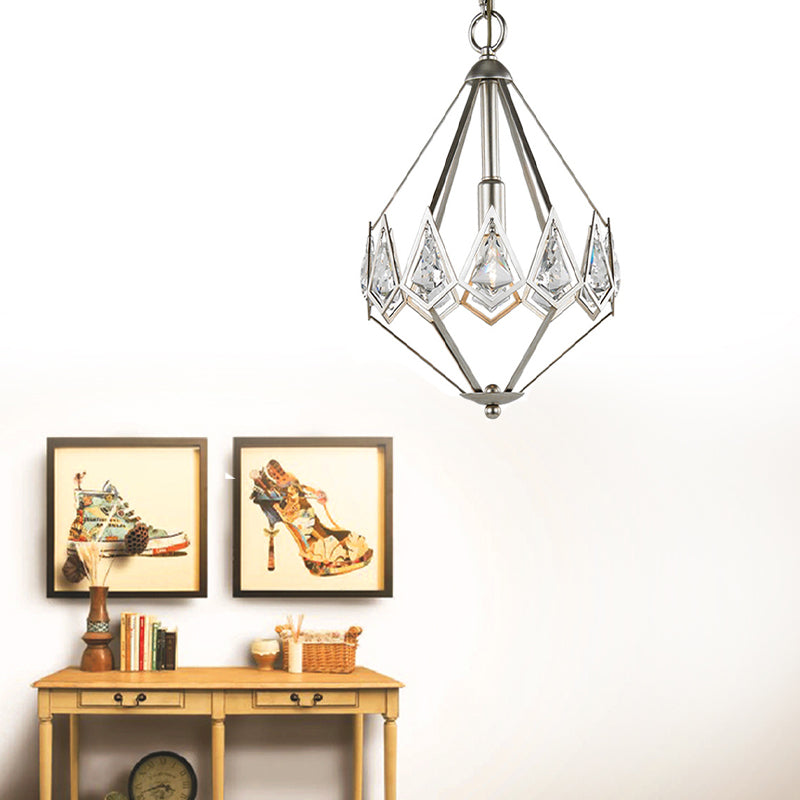 Nickel Tapered Chandelier Nordic Metal 1/3 Bulbs Pendant Light Fixture for Living Room Clearhalo 'Ceiling Lights' 'Chandeliers' Lighting' options 233952