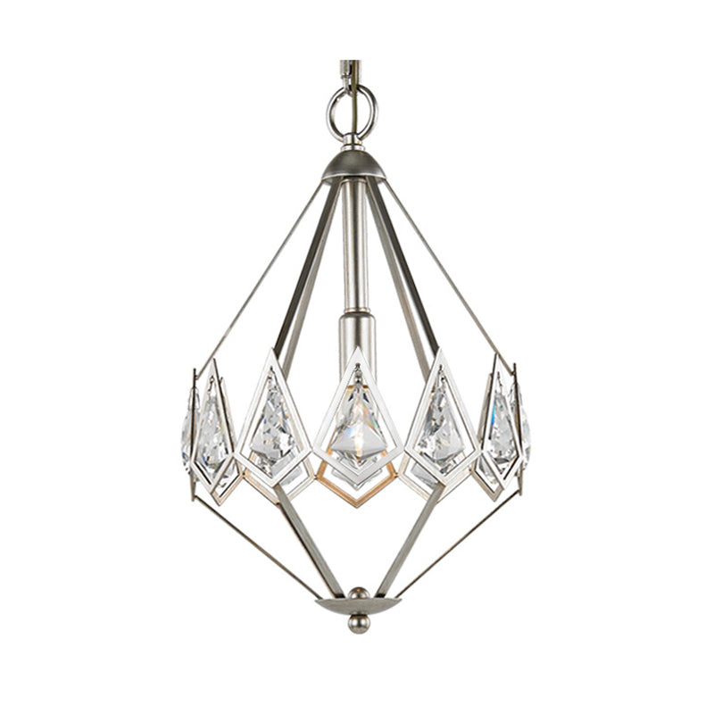 Nickel Tapered Chandelier Nordic Metal 1/3 Bulbs Pendant Light Fixture for Living Room Clearhalo 'Ceiling Lights' 'Chandeliers' Lighting' options 233953