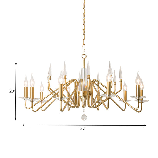 Starburst Metal Hanging Chandelier Retro 6/8/10 Heads Gold Ceiling Pendant Light with Crystal Teardrop Clearhalo 'Ceiling Lights' 'Chandeliers' Lighting' options 233967