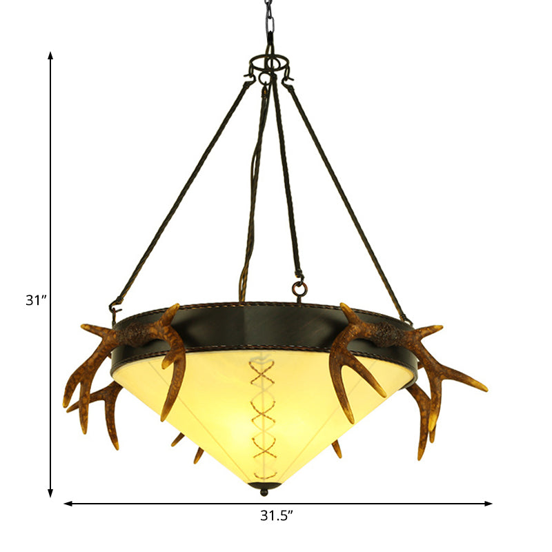 Traditional Cone Shaped Hanging Lamp 3 Bulbs Fabric Chandelier Light Fixture in White/Yellow for Living Room Clearhalo 'Ceiling Lights' 'Chandeliers' Lighting' options 233999