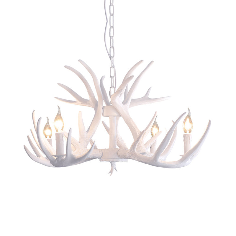 White Faux Antler Pendant Chandelier Traditional Resin 4/6/9 Heads Dining Room Hanging Ceiling Light Clearhalo 'Ceiling Lights' 'Chandeliers' Lighting' options 234013
