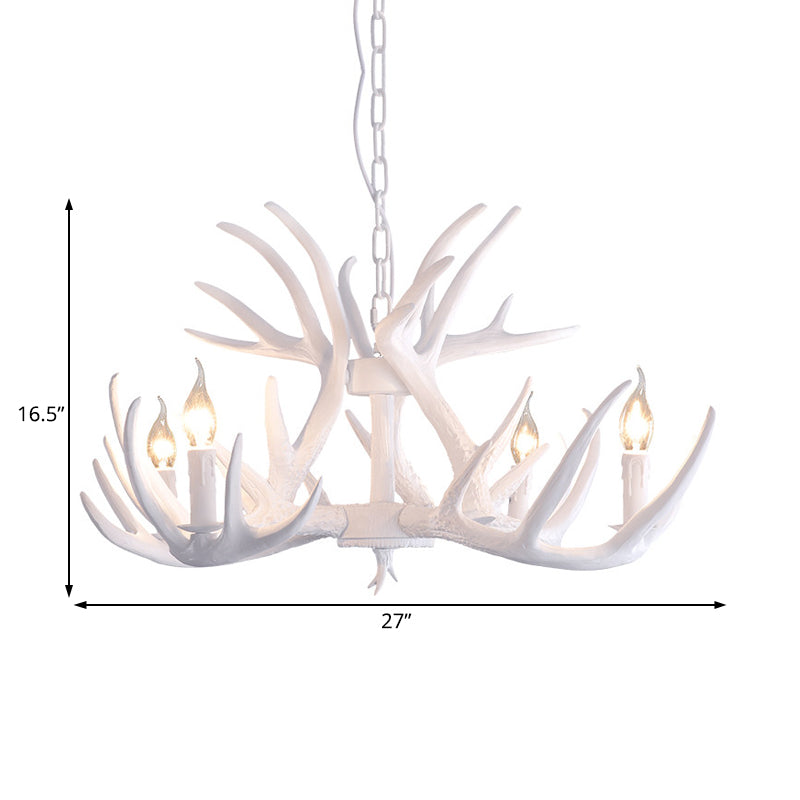 White Faux Antler Pendant Chandelier Traditional Resin 4/6/9 Heads Dining Room Hanging Ceiling Light Clearhalo 'Ceiling Lights' 'Chandeliers' Lighting' options 234014