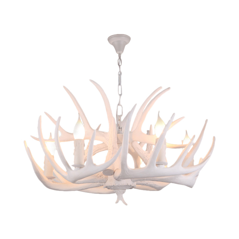 White Faux Antler Pendant Chandelier Traditional Resin 4/6/9 Heads Dining Room Hanging Ceiling Light Clearhalo 'Ceiling Lights' 'Chandeliers' Lighting' options 234017